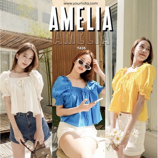 AMELIA top #T435 blue/yellow/white