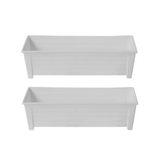 papamami Large plastic planting troughs กระถางต้นไม้ - สีขาว 47cm (2อัน)