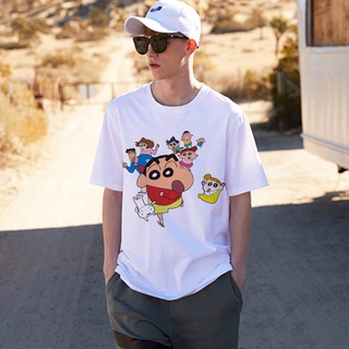 เสื้อยืดแขนสั้น ผ้าฝ้าย พิมพ์ลาย Kga Crayon Shinchan สําหรับผู้ชาย ET56WRE25146S-5XL