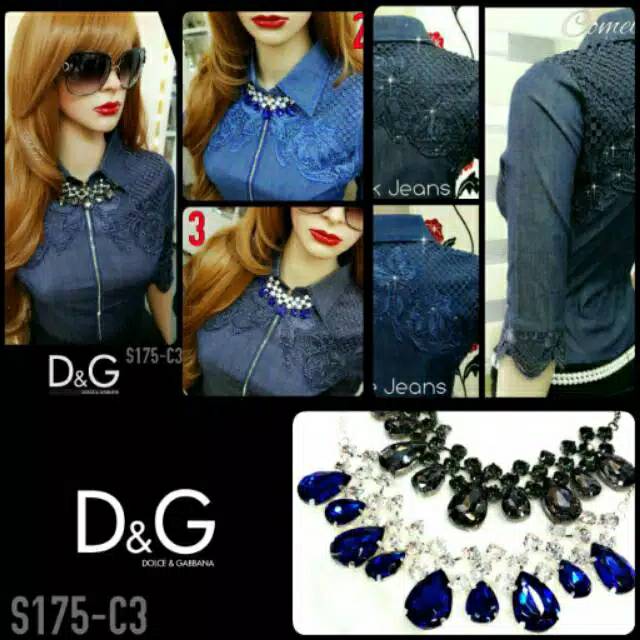 Kameja Ready D&G Semi Jeans SHIRT FREE NECKLACE/WOMEN& 39;S เสื้อเชิ้ตแฟชั่น