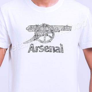 เสื้อยืด ตราสโมสร Arsenal อาร์เซนอล ลายเส้นปากกาหมึกดำ ภาพวาดสเก็ตช์สามารถปรับแต่งได้