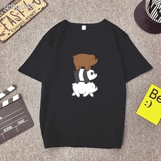 □▦WE BARE BEARS การ์ตูนพิมพ์กราฟิกแขนสั้นเสื้อยืดแฟชั่น/Oversize/คู่/Plus ขนาด/Unisex Tee เสื้อผ้าสั้น tshirt สำหรับผู้ช