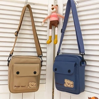 (มีส่งด่วน) ifashionbag(IF1803) กระเป๋าสะพายข้างใบเล็ก ʕ•ᴥ•ʔ MISS YOU น้องหมี