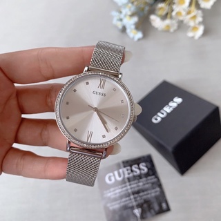 (ผ่อน0%) นาฬิกา Guess U1154L1 หน้าปัด 38 มิล ประดับคริสตัล  สายmeshแสตนเลส หน้าปัดกลม ล้อมคริสตัล