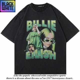 BWCB-เสื้อยืดแขนสั้น พิมพ์ลายตัวอักษร Billie Eilish สไตล์ฮิปฮอป สตรีท สําหรับผู้ชาย และผู้หญิง WDNR oversizeS-5XL