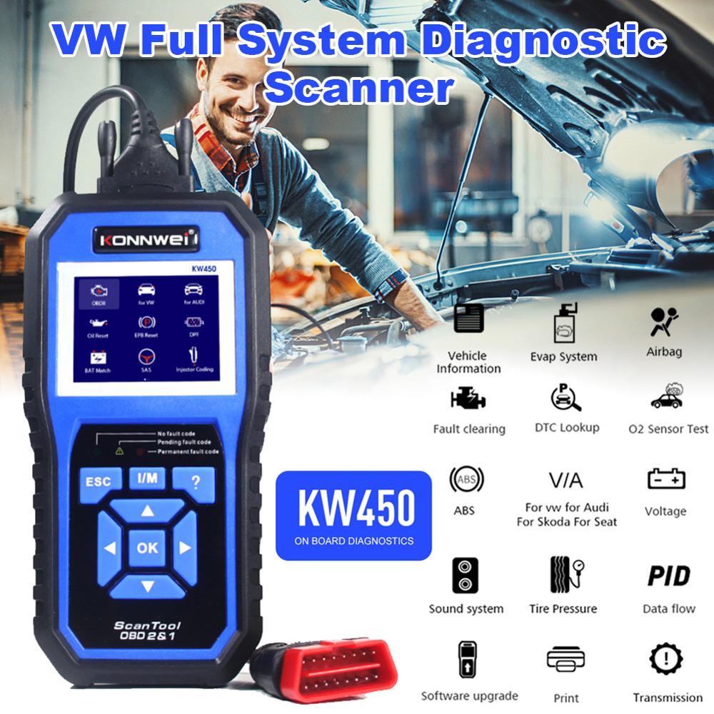 KW450 OBD2 เครื่องสแกนเนอร์เครื่องอ่านรหัสอัตโนมัติ OBD II เครื่องมือวินิจฉัยรถยนต์ OBD 2 เครื่องสแก
