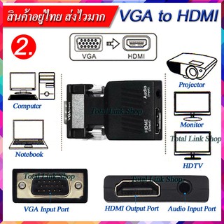 ⚡️ VGA to HDMI (+Audio) ⚡️ สายแปลงจอจาก  VGA ออก HDMI พร้อมสัญญาณเสียง ยาว 48 เซน แถมสาย audio สำหรับต่อออกสัญญาณเสียง.