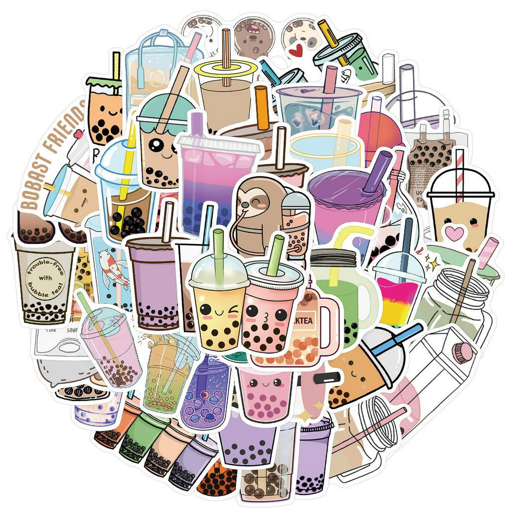 พร้อมส่งชานมไข่มุก ALLEY STARBUCK COCO KOI MILKTEA sticker สติกเกอร์กันน้ำ โดนัท DONUT CAKE  50ชิ้น