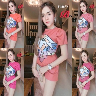 TW5486 จั๊มสูทขาสั้นพิมพ์ลายกุหลาบกระจก