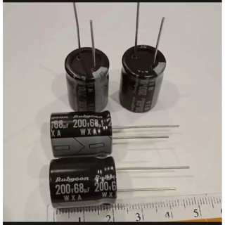 Capacitor 68UF 200V Rubycon สีดำ105C คาปาซิเตอร์ญี่ปุ่น ขนาด 16x21mm ของดี-เก่าเก็บ(ล้างสต๊อก)แพ็ค10ตัว 100บาท