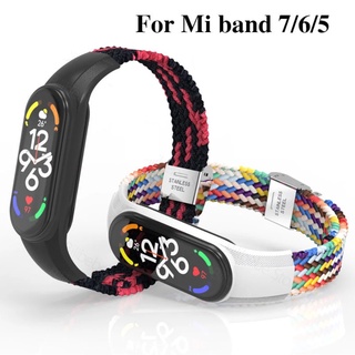ใหม่ ไนลอน สาย mi band 7 Strap , สาย mi band 6 , สาย miband 5 การทอผ้า Braided belt for Xiaomi miband 7 สาย การทอผ้า mi band 7 Strap