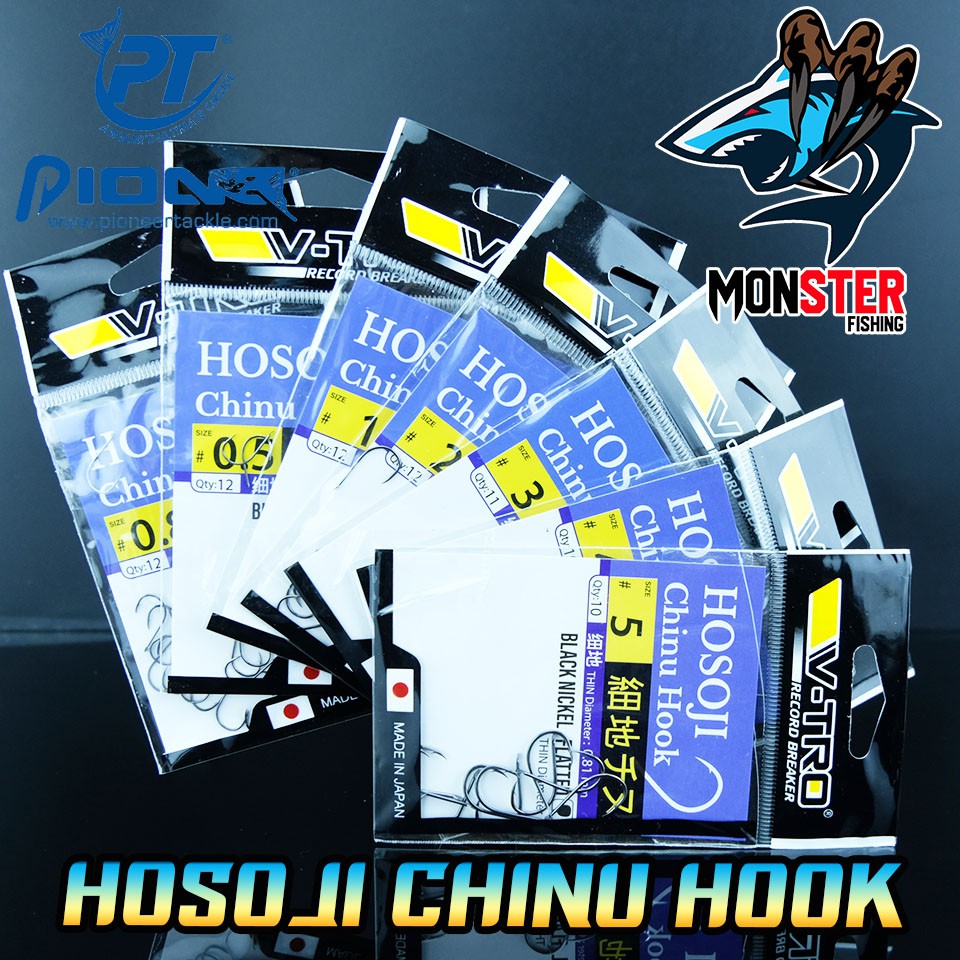 เบ็ดตกปลา โฮโซจิ เบ็ดชินุ V-TRO HOSOJI CHINU HOOK หน้าบิด (ก้นแบน) by PIONEER