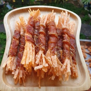 ขนมสุนัข สันในไก่พันปลาเส้น ขนมหมา ขนมแมว ไม่ปรุงรส 250กรัมประมาณ28-38ชิ้น