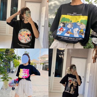 ✨พร้อมส่ง✨เสื้อยืดoversized พิมลายการ์ตูน