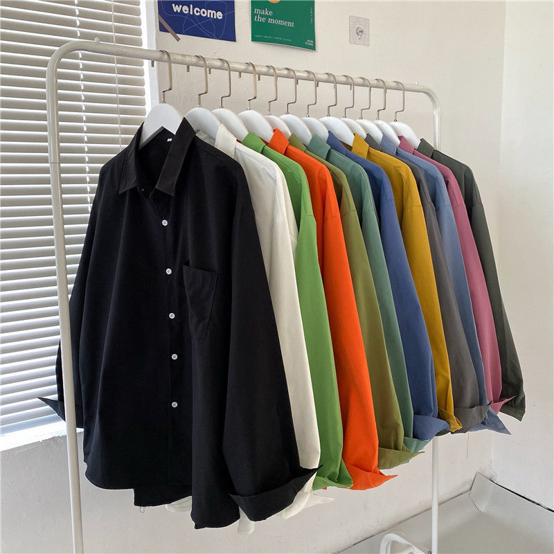 【พร้อมส่ง】เสื้อเบลาส์ แขนยาว ทรงหลวม สไตล์เกาหลี พลัสไซซ์ หลากสี (50-100 กก.)