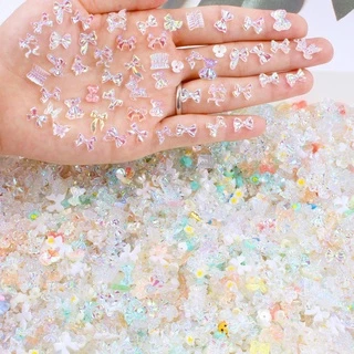 Rou Bao โบว์เรซิ่น รูปผีเสื้อ 3D ขนาดเล็ก สําหรับตกแต่งเล็บ DIY 50 ชิ้น