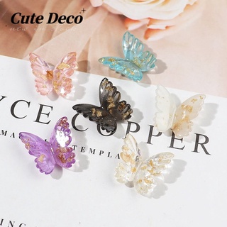 【 Cute Deco 】ผีเสื้อน่ารัก (6 สี) ผีเสื้อฟอยล์สีทอง สีม่วง / ฟอยล์สีทอง สีฟ้า จี้ผีเสื้อ กระดุม Crocs / Jibbitz น่ารัก Croc รองเท้า DIY / วัสดุเรซิน เสน่ห์ สําหรับ DIY