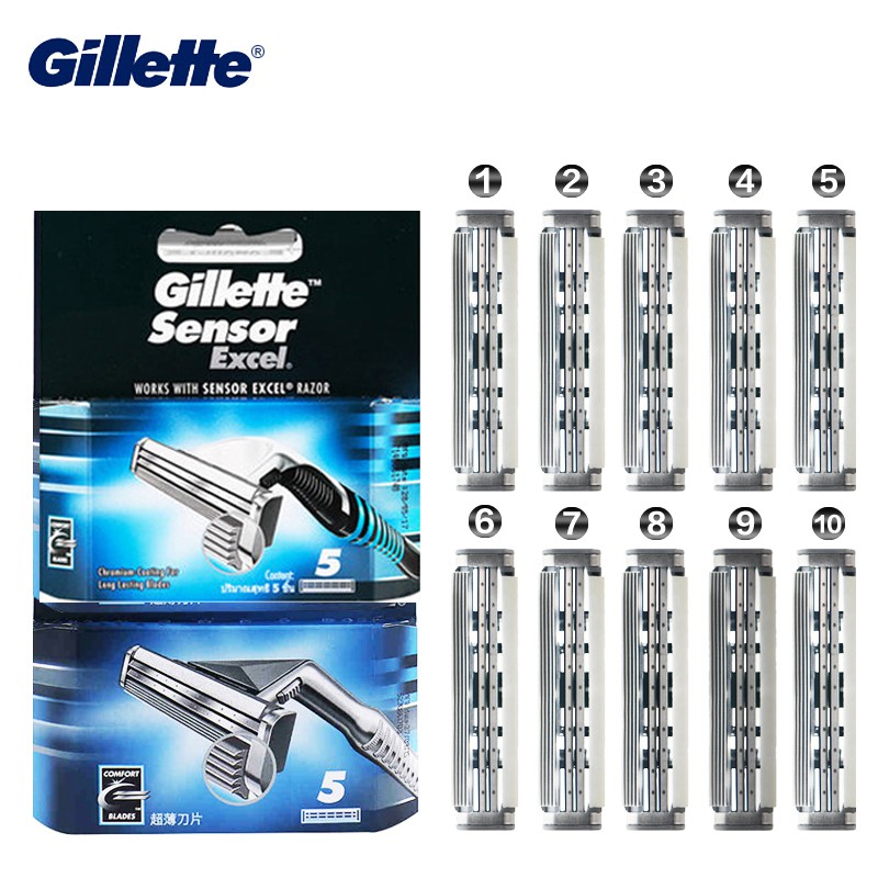 10 ชิ้น Sensor Excel Safety Razor Blades สําหรับผู้ชายด้วยมีดโกนซีรีส์เดียวกัน