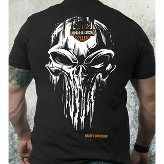 ผ้าฝ้ายแท้เสื้อยืด พิมพ์ลายโครงกระดูกรถจักรยานยนต์ Harley Davidson แฟชั่นฤดูร้อน สําหรับผู้ชาย 2022S-4XL