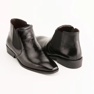 The Dragon [Handmade] ฮาล์ฟข้อสั้น5.5นิ้ว หนังวัวแท้ฟอกนิ่ม ทรงหัวตัด chelsea boots รุ่นHY พื้นอัดกาว+เย็บจริง สวย นุ่ม