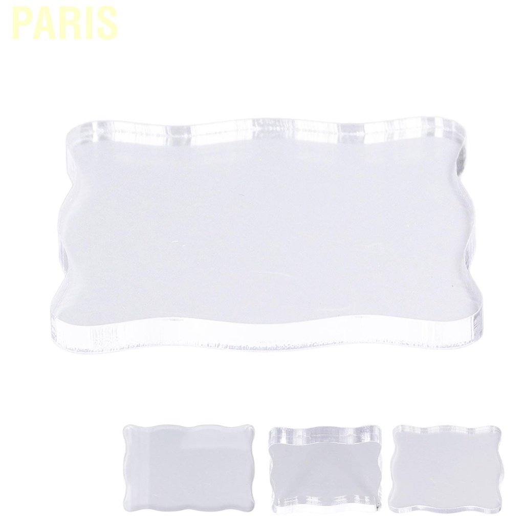 Paris Acrylic Stamp Block Handle Curved DIY Craft Rubber Transparent