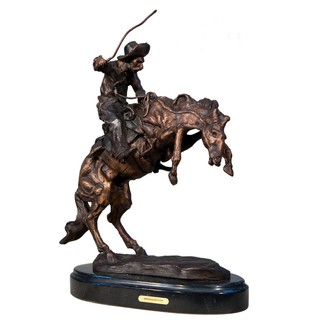 THAI BRONZE รูปปั้นทองเหลือง คาวบอยขี่ม้า Bronco Buster (Bronze)