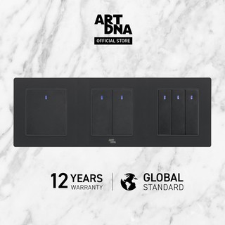 ART DNA รุ่น A77 Switch LED 1 Gang 2 Gang และ 3 Gang 1 Way ขนาด 3x3" สีดำ ปลั๊กไฟโมเดิร์น ปลั๊กไฟสวยๆ สวิทซ์ สวยๆ