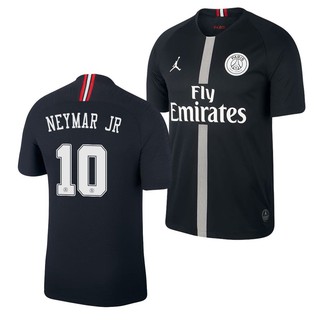 เสื้อกีฬาแขนสั้น ลายทีมชาติฟุตบอล PSG NEYMAR MBAPPE 1819 ชุดเยือน สีขาว ดํา ไซซ์ S-XXL