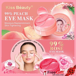 Kiss Beauty  Eye Mask อายมาร์ค มาร์คใต้ตา Peach &amp; Rose  60pcs