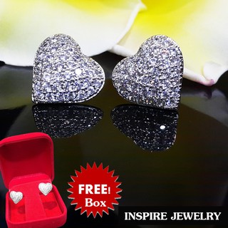 INSPIRE JEWELRY ต่างหูเพชรCZ รูปหัวใจ แบบติดหูปักก้าน งานจิวเวลลี่ ดีไซด์ทันสมัย งานเกรดพรีเมี่ยม size 1.3x1.3cm