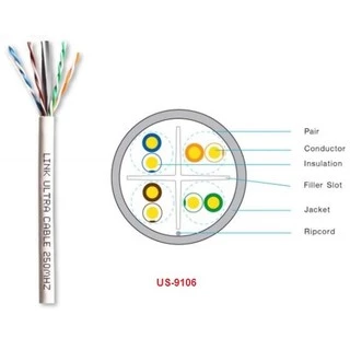 LINK (สายแลนในอาคาร) รุ่น US-9106LSZH CAT6 UTP (305m/Box หรือ 1000ฟุต) INDOOR 23 AWG (250 MHZ) (สีขาว) - ประกัน 30 ปี