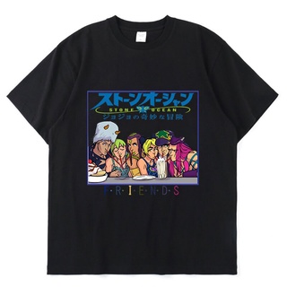 T-Shirtใหม่ เสื้อยืดแขนสั้น ผ้าฝ้าย ทรงหลวม พิมพ์ลายการ์ตูนอนิเมะ Jojo Bizarre Adventure Stone Ocean Cujoh สไตล์ฮิปฮอป B