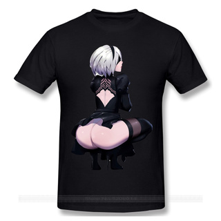 แขนสั้นcrew neckเสื้อยืดคอกลม แขนสั้น ผ้าฝ้าย 100 NieR Automata 2B Hen คุณภาพสูงS-XXXXL