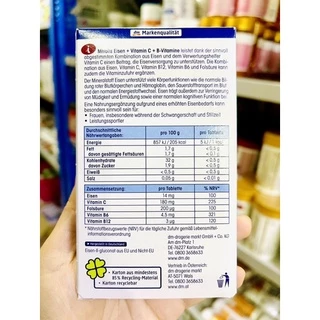 Eisen+Vitamin c และvitamin B จากMivolis เยอรมัน ธาตุเหล็ก วิตามิน40เม็ด....(กล่องแบน Mivolis)
