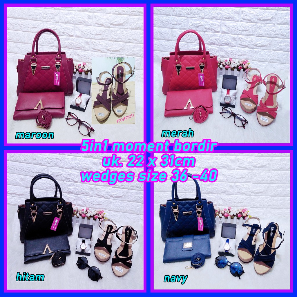 5-in-1 MOMENT EMBROIDERED WEDGES PACKAGE BAG