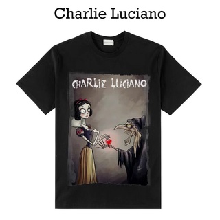 Charlie Luciano เสื้อยืดแขนสั้น พิมพ์ลาย Snow White and the witch แฟชั่นฤดูร้อน สําหรับผู้ชาย คู่รักS-5XL