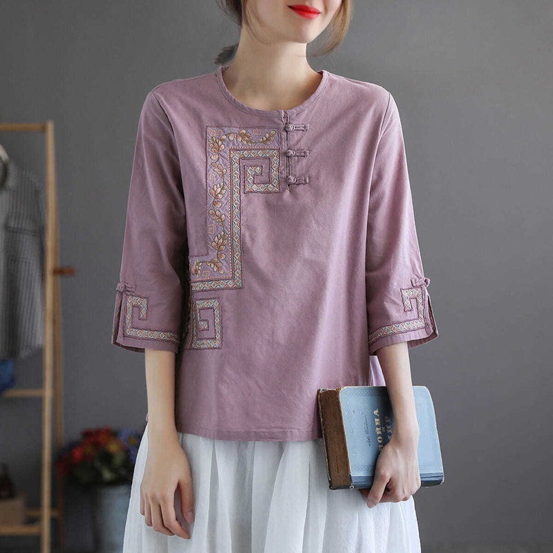 Cny2022 เสื้อกี่เพ้า แขนยาว ทรงหลวม สีแดง สไตล์จีน พลัสไซซ์ สําหรับผู้หญิง ตรุษจีน