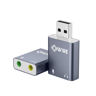 OWIRE การ์ดเสียง USB การ์ดเสียงสเตอริโอ และไมโครโฟน 3.5 มม. สีดำ USB เป็นเสียง คอมพิวเตอร์เชื่อมต่อกับไมโครโฟนของชุดหูฟั