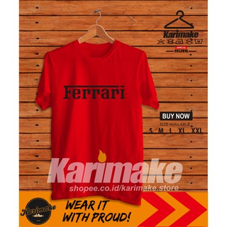 เสื้อยืดผ้าฝ้ายพิมพ์ลายแฟชั่น เสื้อยืด ลาย Ferrari Font สําหรับยานยนต์