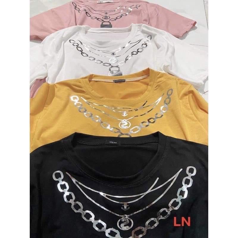 เสื ้ อยืดโซ ่ สร ้ อยคอเคลือบกระจก LNG0321