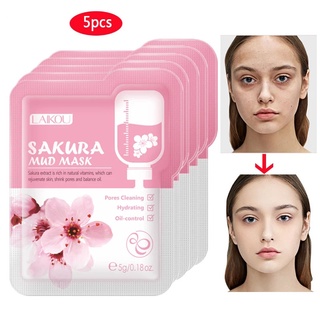 มาส์กหน้า Japan Sakura Mask เพิ่มความชุ่มชื้นต่อต้านริ้วรอย 5 ชิ้น