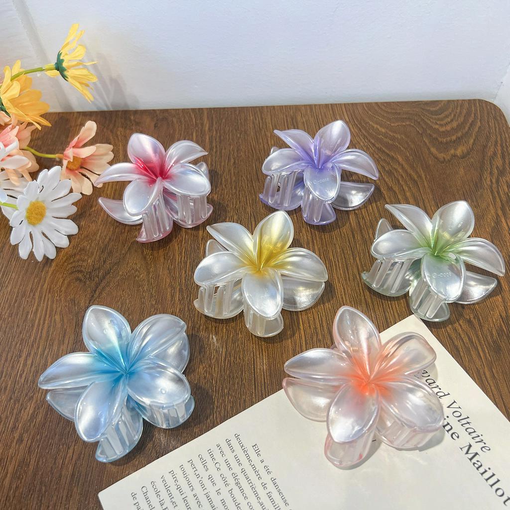 X2-60.Dopamine Frangipani คว ้ าคลิปพลาสติกดอกไม ้ กิ ๊ บโปร ่ งแสงสวยงาม High-End Elegant อุปกรณ ์ เสริมผม