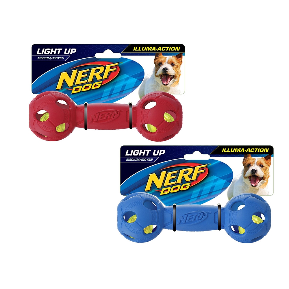 Nerf Dog Light UP LED Rubber Barbell / Medium 7นิ้ว ของเล่นสุนัข (ทรงดัมเบล) (2263)
