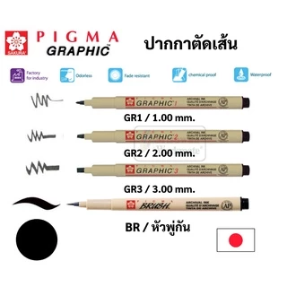 Sakura Pigma ปากกาตัดเส้น พิกม่า ของแท้ 100% Japan กันน้ำ ปากกาเขียนแบบ หัวเข็ม พิกม่า หัวพู่กัน ซากุระ