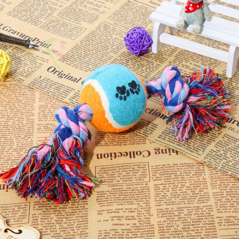 LE Dog Chew Toy Cotton Hemp Rope Tooth Cleaning Knot Bite Resistant