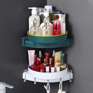 Bathroom shelves ชั้นวางของพร้อมตะขอแขวน ชั้นวางของติดผนัง ที่วางของในห้องน้ำ ที่วางของเข้ามุม ที่วางสบู่