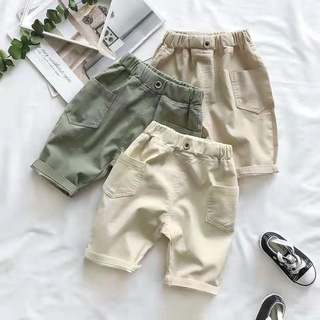 Ready Stock 2023 Korean Summer New Boys Casual Sports All-match Solid Color Loose Overalls Shorts