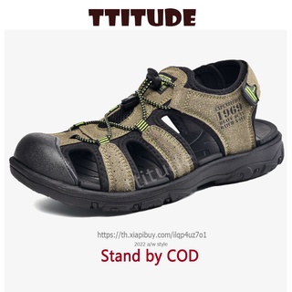 🔥 Attitude 🔥รองเท้าแตะผู้ชาย รองเท้าลำลองกลางแจ้ง เป่าโถวรองเท้าชายหาดด้านล่างนุ่มลื่น รองเท้าแตะแบบ