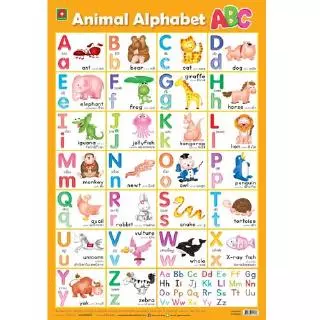 Aksara for kids ชุดโปสเตอร์ อาบเงา เซท 2 ก.ไก่ ABC ตัวเลข สี (4 แผ่น)