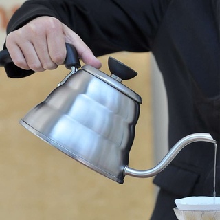 Stovetop Gooseneck Kettle 1L. กาดริปกาแฟ กาดริป ชุดดริปกาแฟ กาต้มน้ำแคมป์ปิ้ง กาต้มน้ำสแตนเลส เคลือบเทฟลอน+ด้ามจับไม้